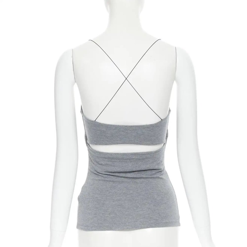 T BY ALEXANDER WANG Grey Criss Cross Cami Tank Top NWT Sz M